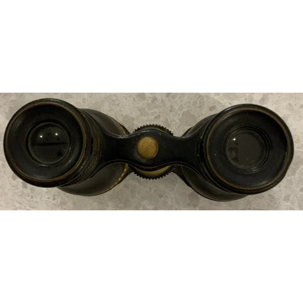 Antique France Style Brass & Black Opera Theater Glasses - Clear Lenses